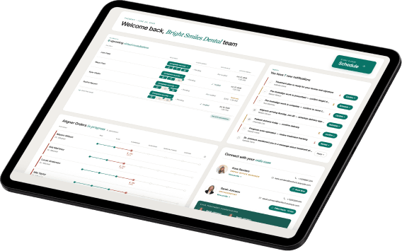 The Ortho Hub on a tablet, where a practice chats with its ortho team